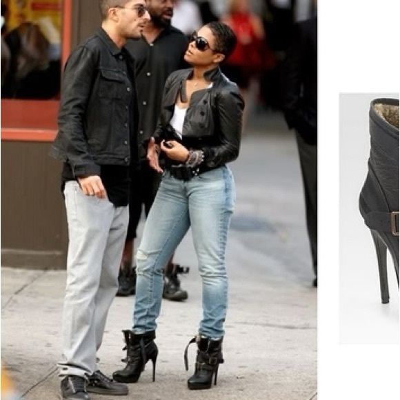 POUR‎ La VICTOIRE Black Leather High Heel Boots Aleria authentic Italian leather - Picture 2 of 8